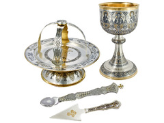 Серебряный Евхаристический набор из 5 предметов с позолотой 